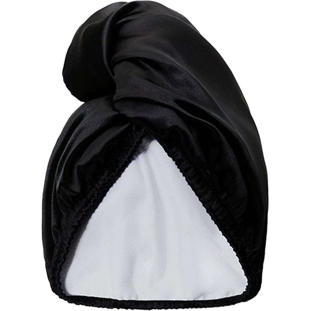 Satin Towel Wrap Oboustranný Saténový Turban Do Vlasů, čErný