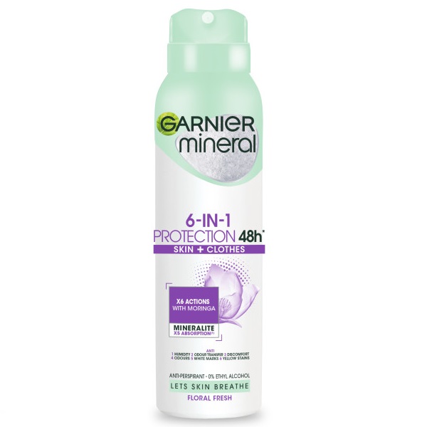 Mineral 6-In-1 Protection Floral Fresh Antiperspirant Ve Spreji