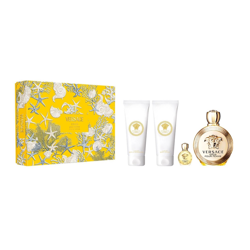 Eros Pour Femme Sada Ve Spreji + Sprchový Gel + Tělové Mléko + Miniaturní