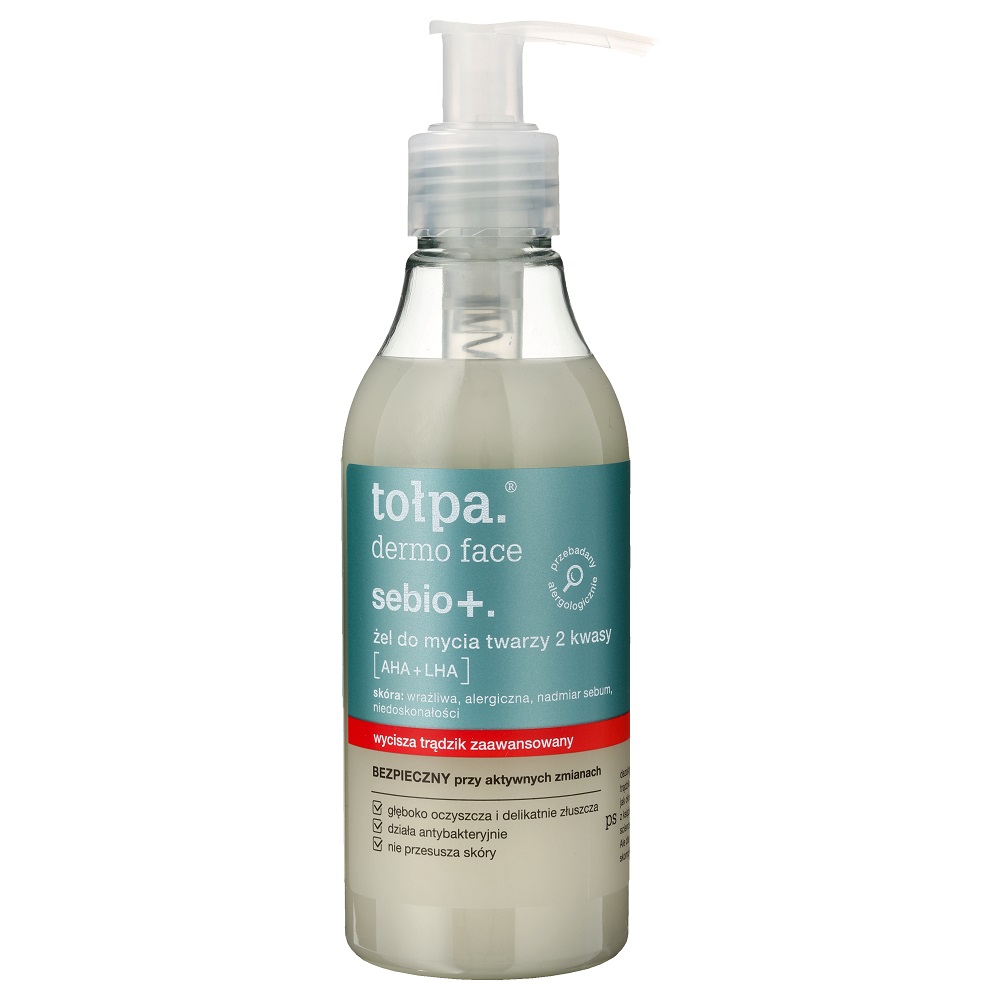 Tolpa, Dermo Face Sebio+ Mycí Gel Na Obličej 2 Kyseliny: AHA + LHA 195 ml