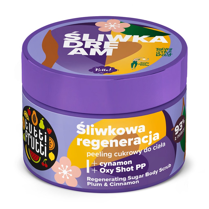 Tutti Frutti Regenerační Cukrový Tělový Peeling ŠVestka A Skořice + Oxy Shot PP 300 g