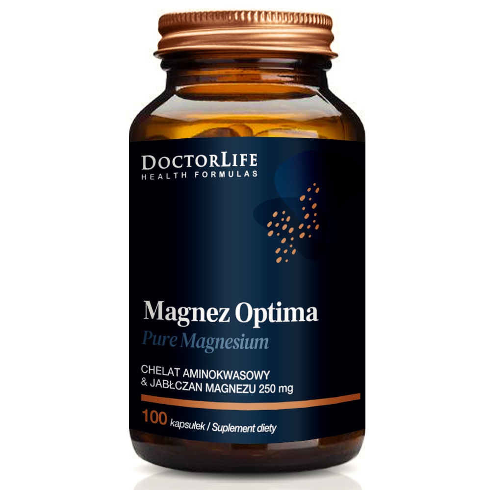Magnez Optima Chelát Aminokyselín Horčíka A Malát 200 Mg Doplněk stravy 100 kapslí