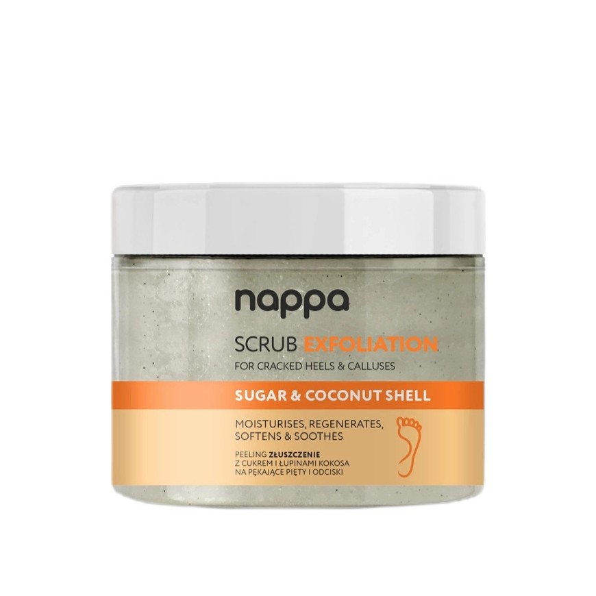 Nappa Scrub Exfoliation Peeling S Cukrem A Kokosovými Skořápkami Na Popraskané Paty A Kurzívy