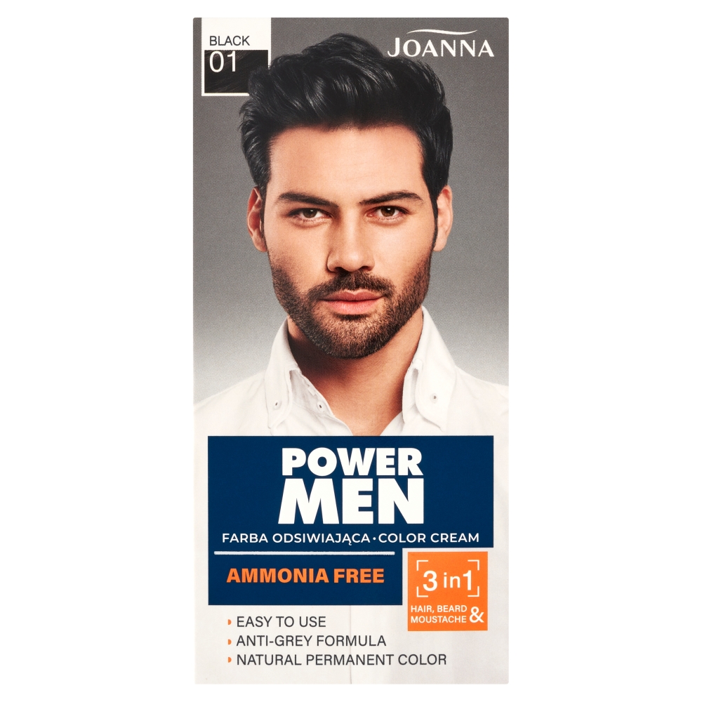 Power Men Color Cream 3v1 Farbivo Pre Fúzy A Bradu 01 Black