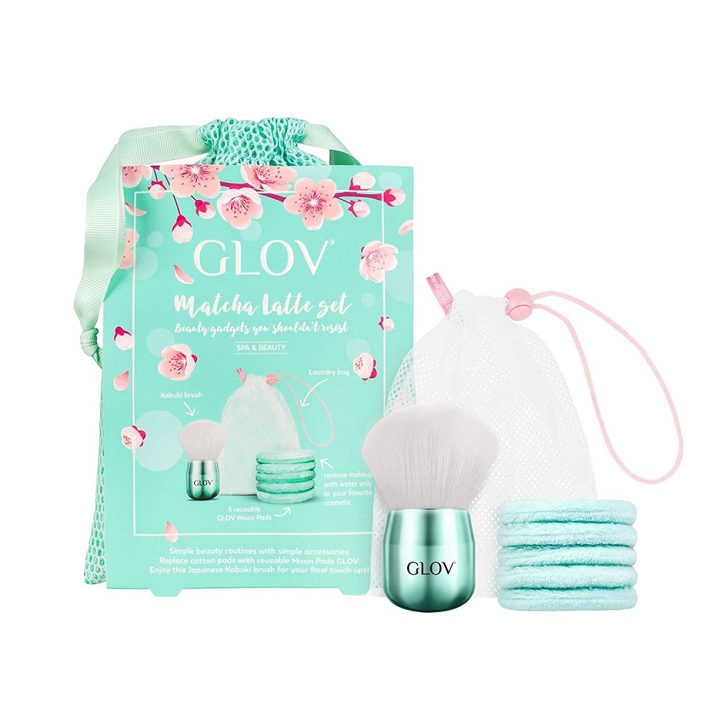 Zestawy Sada Matcha Latte Moon Pads Odličovací Tampony + šTětec Kabuki + Pouzdro