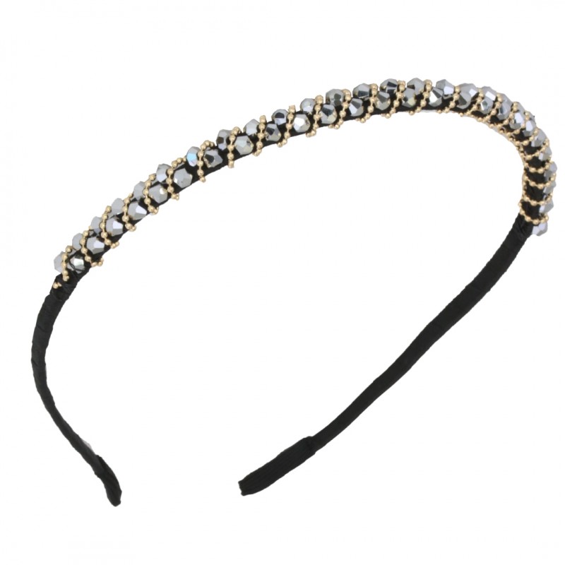 _Hairband S Krystaly Grey