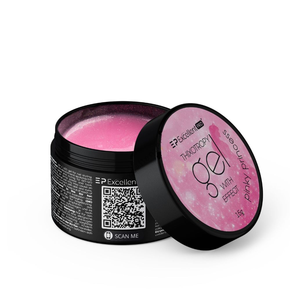 Thixotropy Gel With Effect Pinky Princess Tixotropní Gel Pro Posílení Nehtů Pinky Princess
