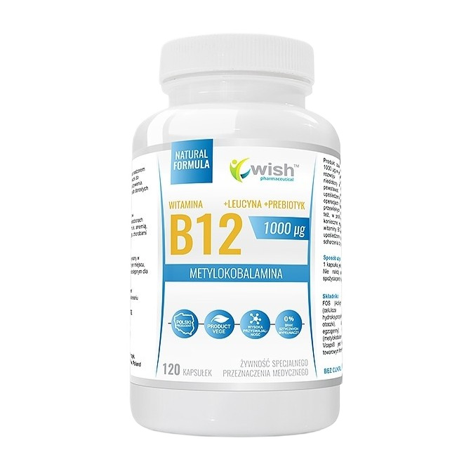 Witamina B12 1000mcg + Leucin + Prebiotický Doplněk Stravy 120 Kapslí
