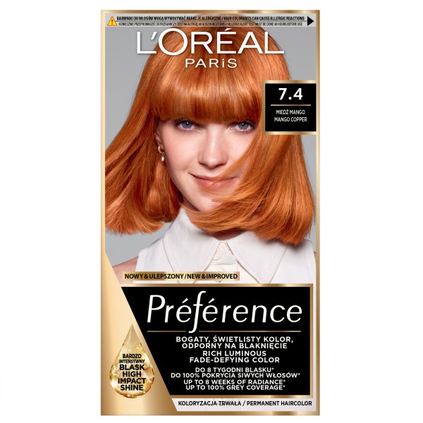 L'Oreal Paris, Preference Farba Na Vlasy 74 Mango Intense Copper