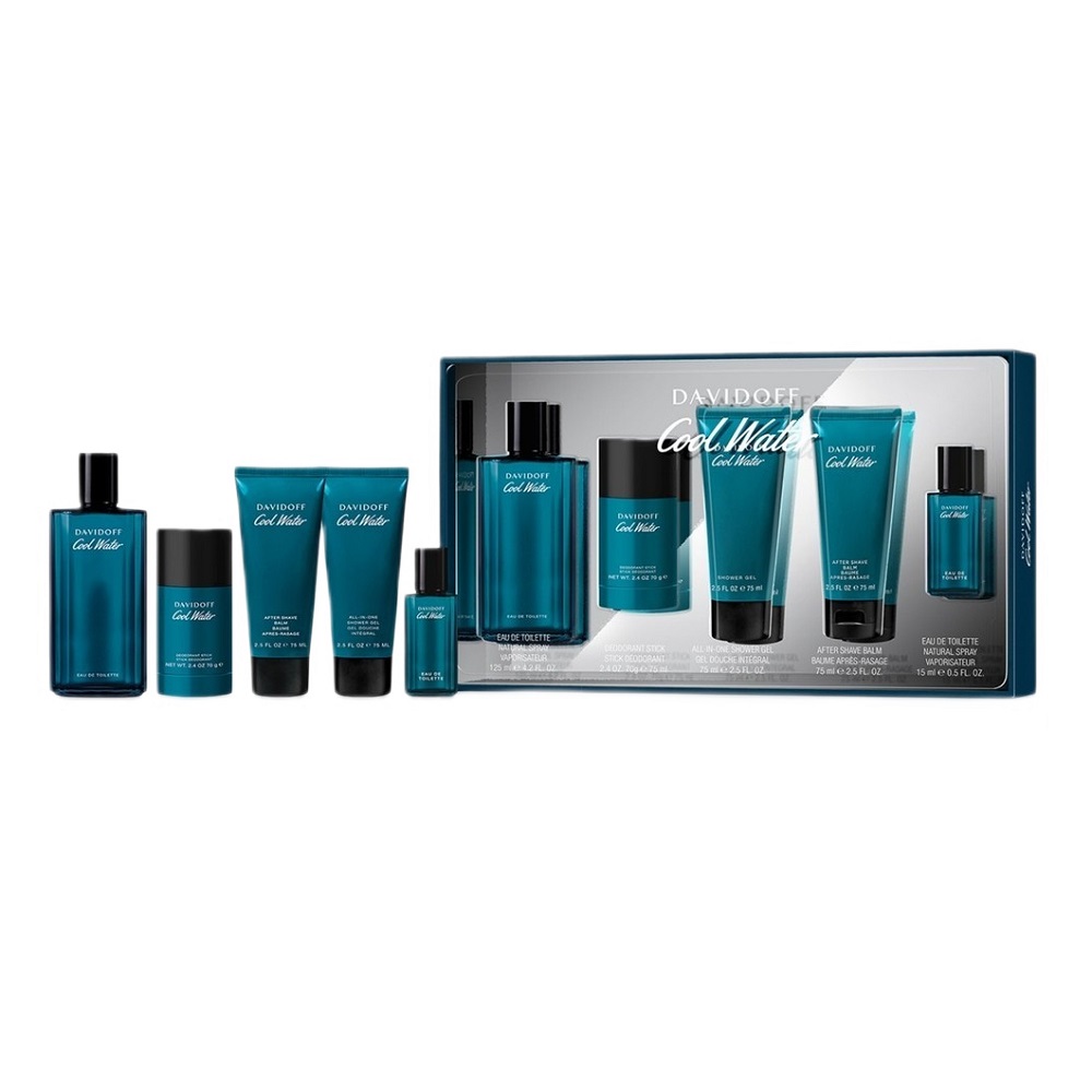 Cool Water Men Sada + Sprchový Gel + Voda Po Holení + Deodorant + Ve Spreji