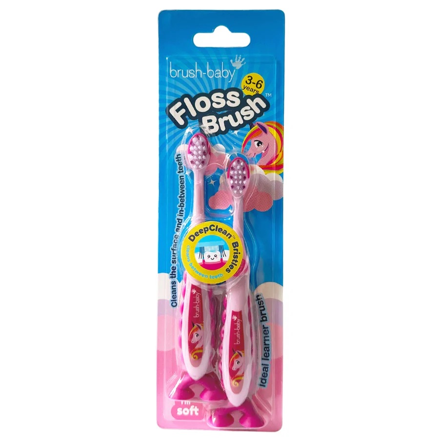 FlossBrush 3-6 Lat FlossBrush Měkký Zubní Kartáček Pro Děti Ve Věku 3–6 Let