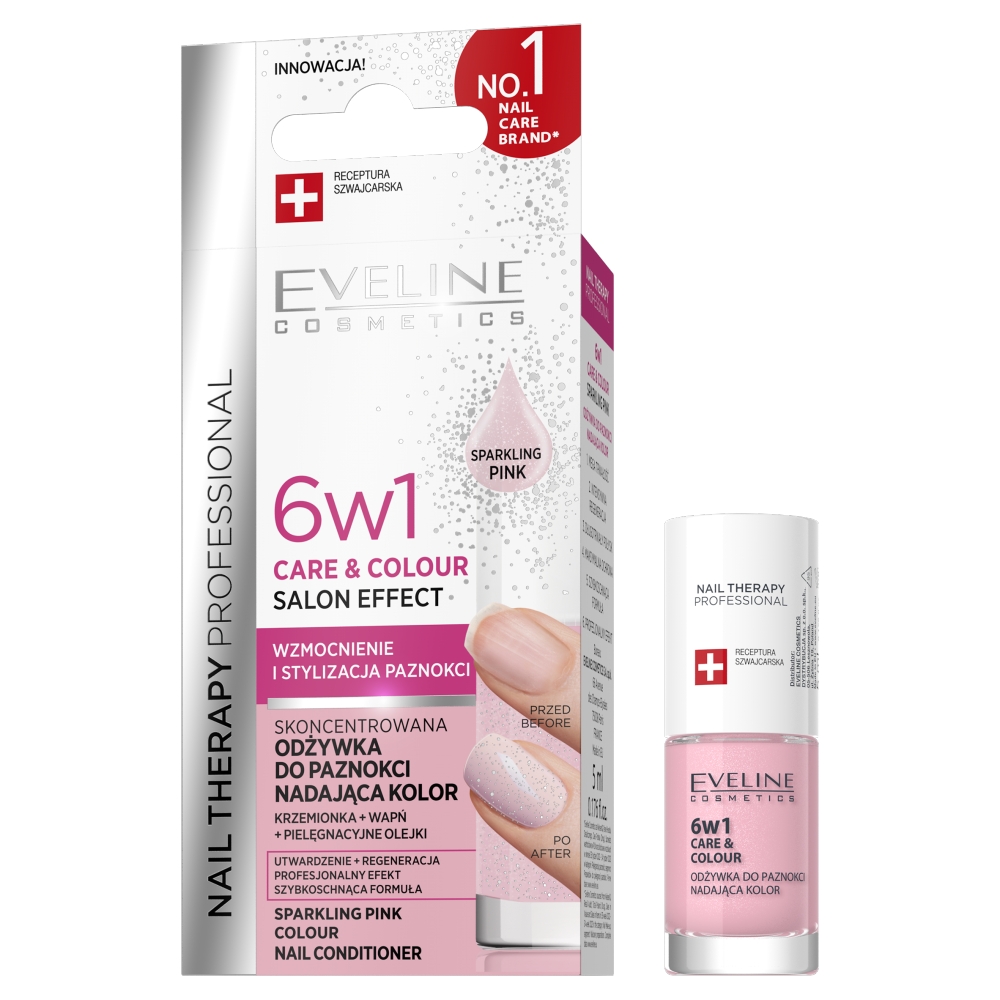 Nail Therapy Professional 6w1 Care & Colour Koncentrovaný Kondicionér Na Nehty Sparkling Pink 5 ml