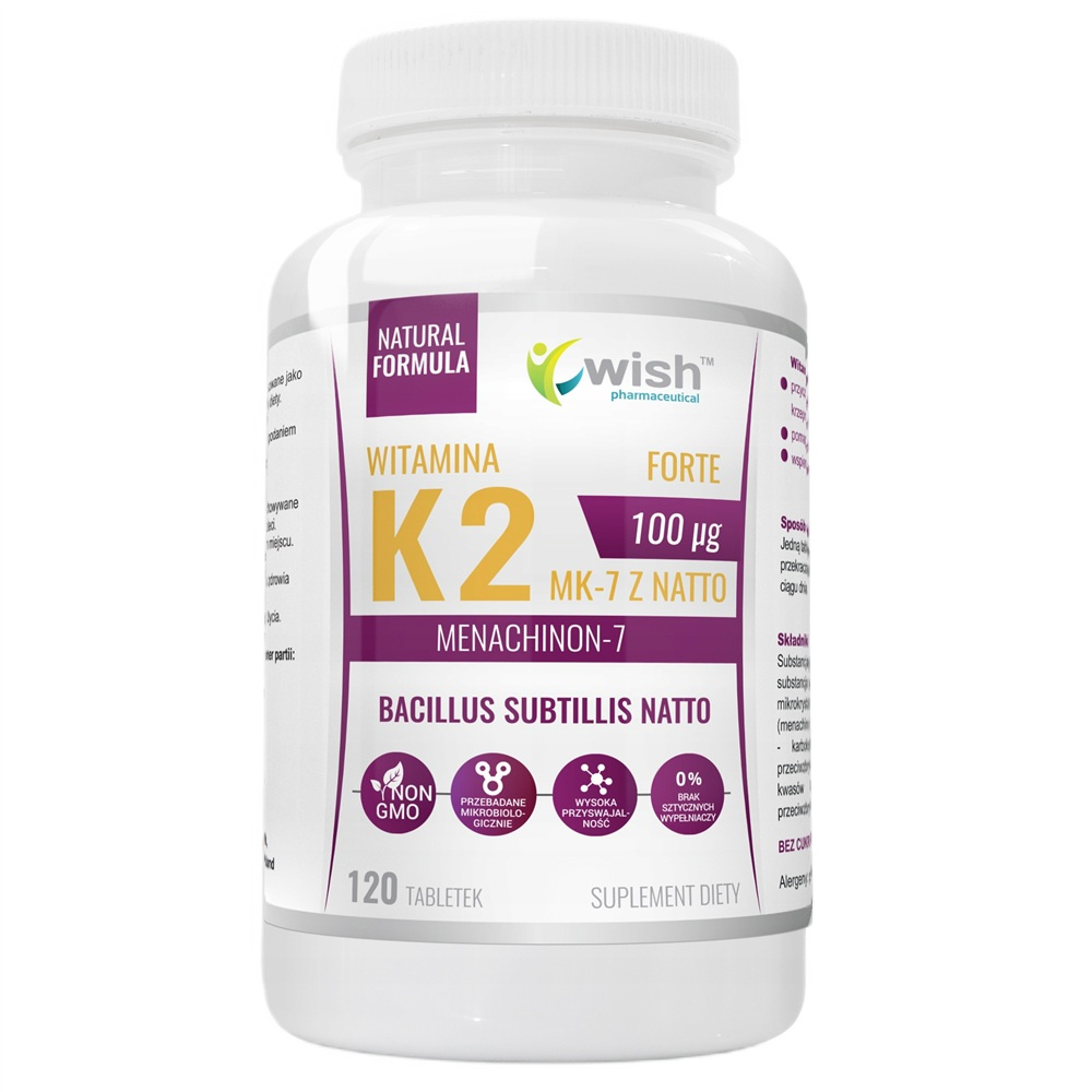 Witamina K2 100µG MK-7 Z Přírodních Vitaminových Doplňků Natto 120 Tablet